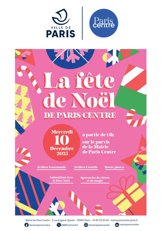 La fête de Noël de Paris Centre 2025 avec ateliers, Père Noël et spectacles gratuits