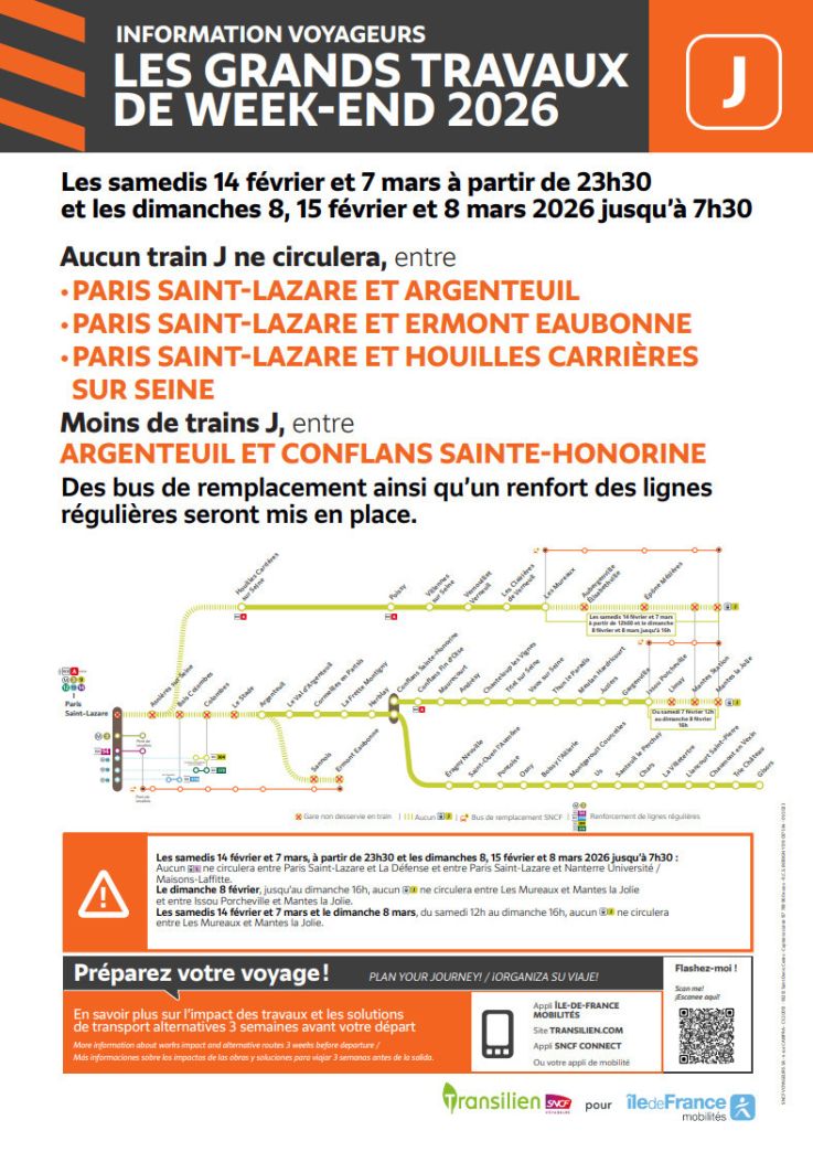 Ligne J, la ligne interrompue depuis Paris Saint-Lazare plusieurs jours