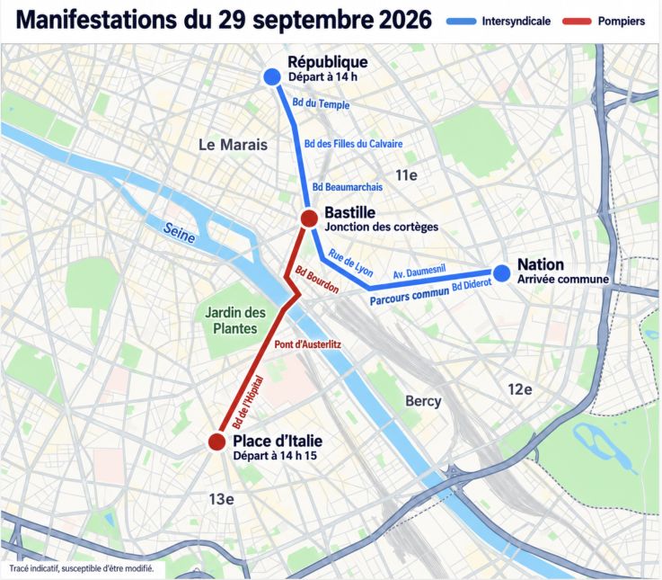 Grève et manifestation à Paris ce 29 septembre : parcours et lieux en Ile-de-France
