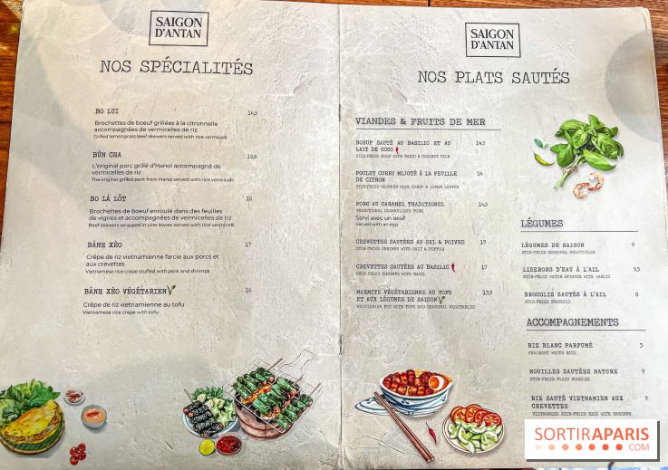 Saigon d’Antan, le restaurant vietnamien authentique à Paris près du Jardin du Luxembourg - carte - menu