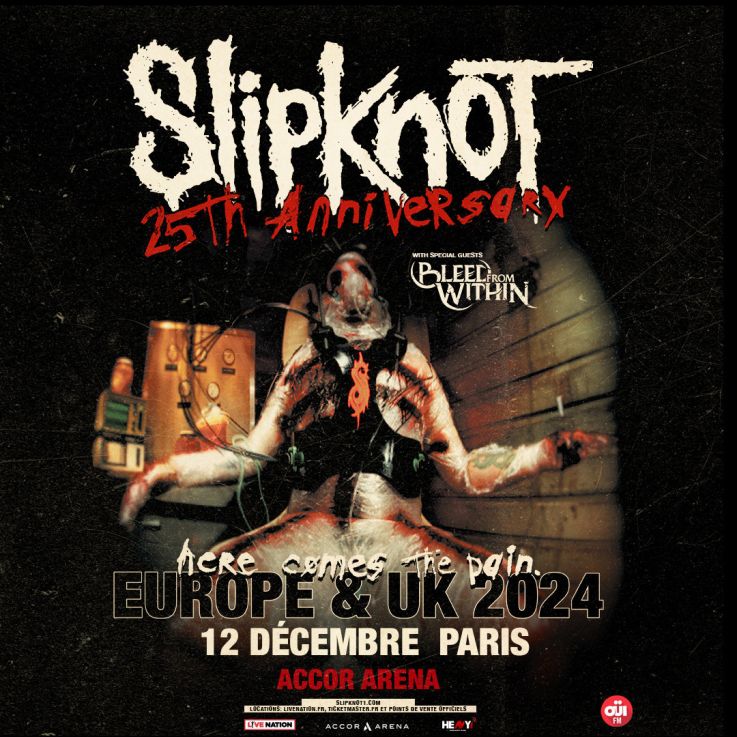 Slipknot en concert à l'Accor Arena de Paris en décembre 2024
