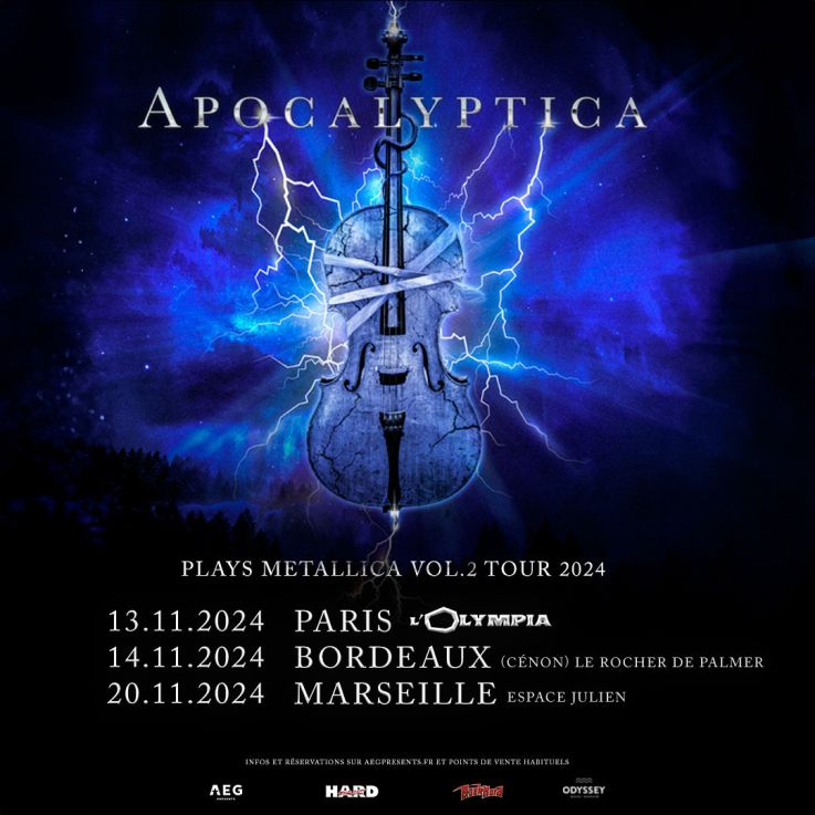 Apocalyptica en concert à l’Olympia en novembre 2024 pour jouer Metallica