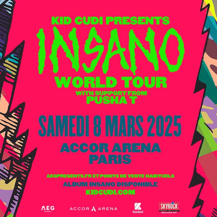 Kid Cudi en concert à l'Accor Arena de Paris en mars 2025