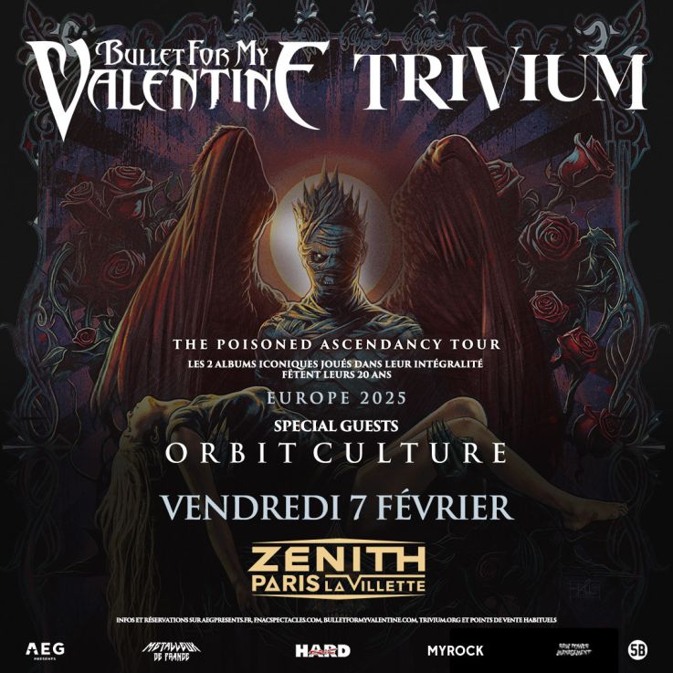 Bullet for My Valentine et Trivium en concert au Zénith de Paris en février 2025