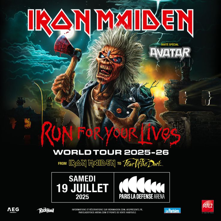 Iron Maiden en concert à Paris La Défense Arena en juillet 2025