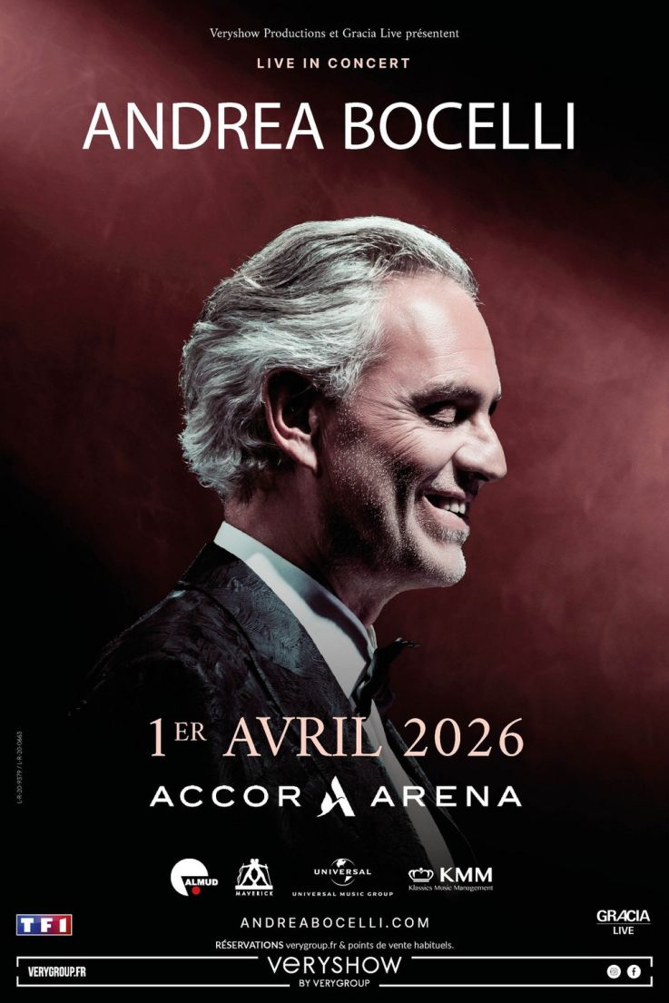 Andrea Bocelli en concert à l'Accor Arena de Paris en avril 2026