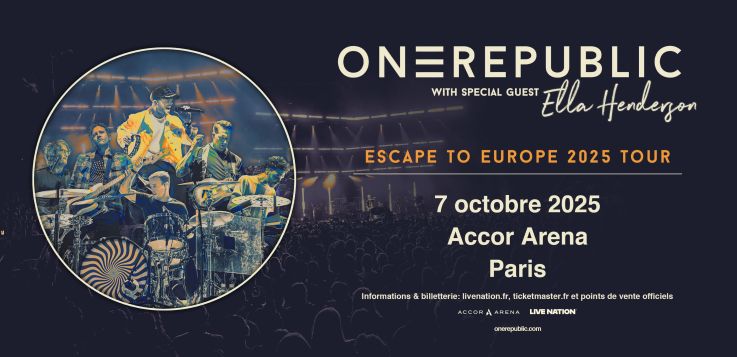 OneRepublic en concert à l’Accor Arena de Paris en octobre 2025
