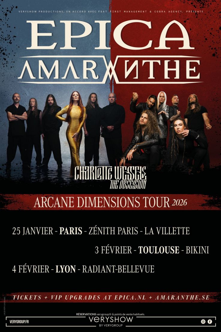 Epica et Amaranthe en concert au Zénith de Paris en janvier 2026