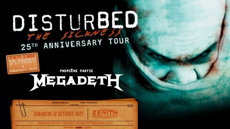 Disturbed en concert avec Megadeth au Zénith de Paris en octobre 2025