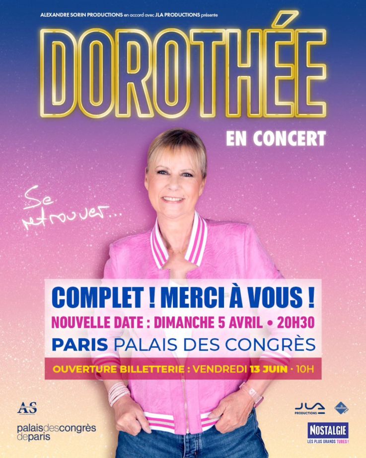 Dorothée en concert au Palais des Congrès de Paris en avril 2026, nouvelle date