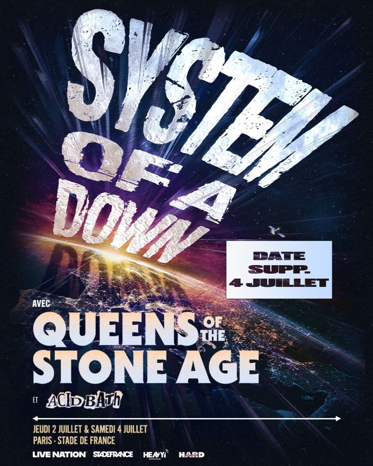 System of a Down en concert au Stade de France en juillet 2026, date supplémentaire