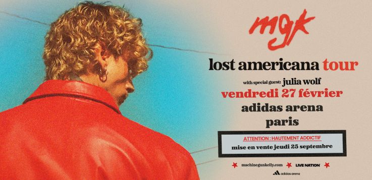 Machine Gun Kelly en concert à l'Adidas Arena à Pairs en février 2026