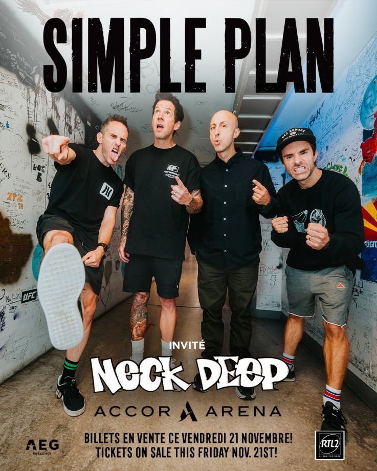 Simple Plan en concert à l'Accor Arena de Paris en octobre 2026