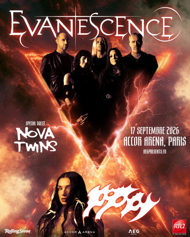Evanescence en concert à l'Accor Arena de Paris en septembre 2026 avec Poppy et Nova Twins