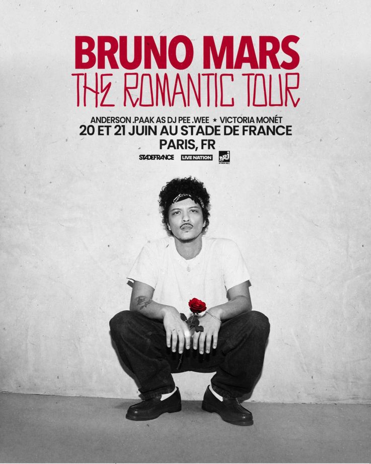 Bruno Mars en concert au Stade de France en juin 2026