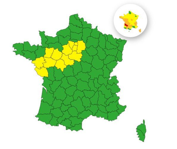 Pluie-inondation : sept départements d'Île-de-France en alerte jaune ce vendredi