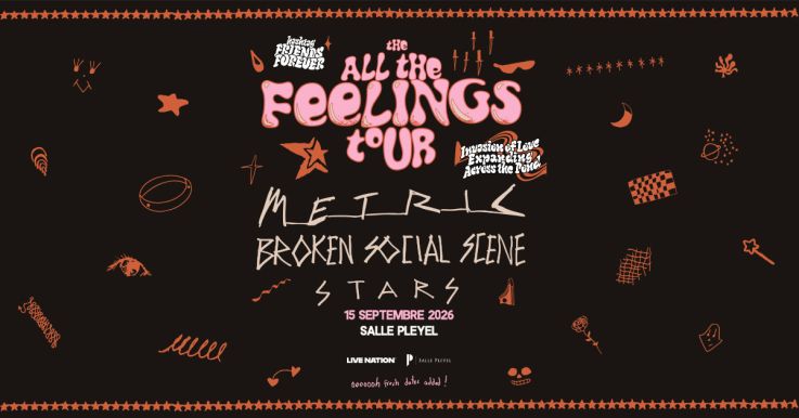 Metric, Broken Social Scene et Stars en concert à la Salle Pleyel à Paris en septembre 2025