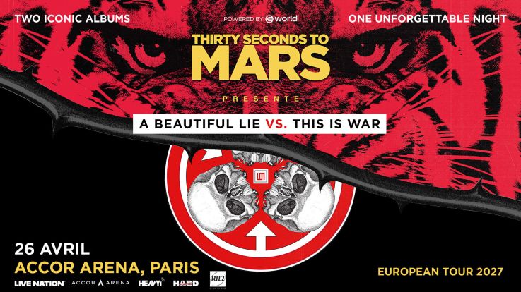 Thirty Seconds to Mars, le groupe de Jared Leto, en concert à Paris Bercy en avril 2027