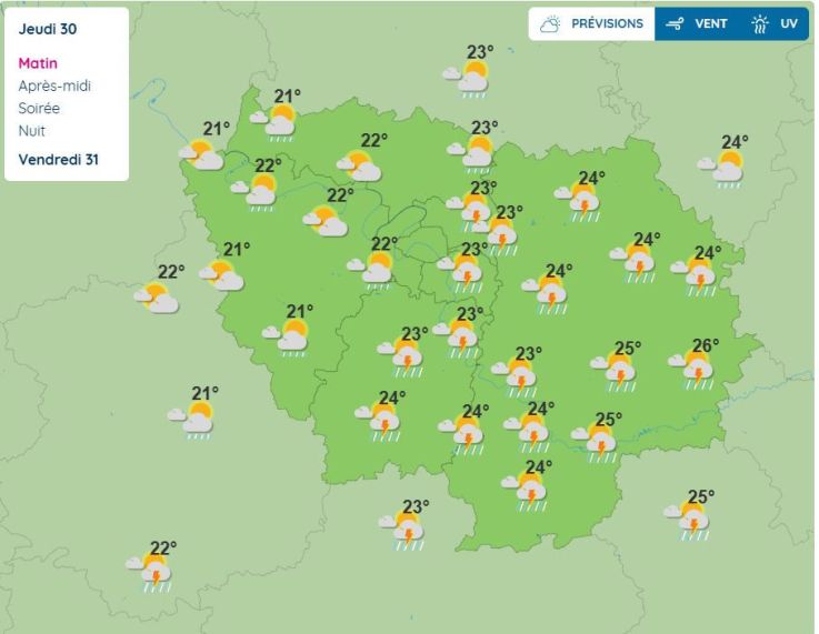 Orages : vigilance jaune dans six départements d'Île-de-France ce jeudi