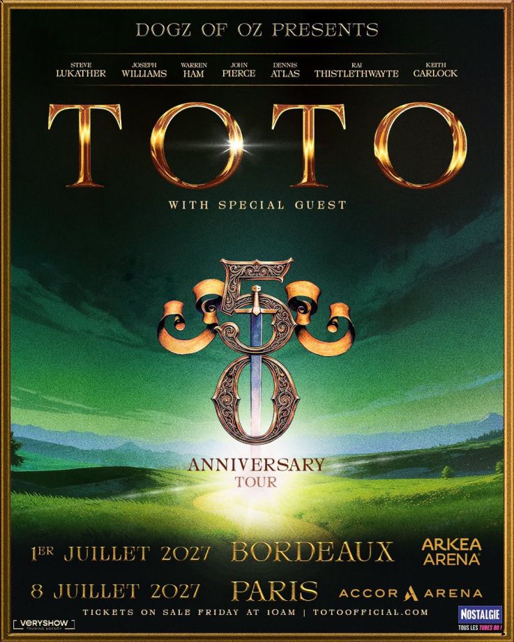 Toto en concert à Paris Bercy en juillet 2027