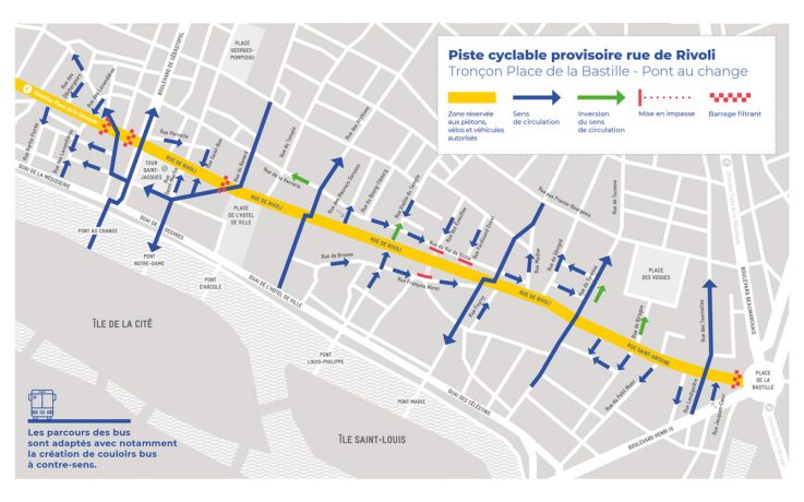 Pistes cyclables à Paris : la rue de Rivoli entièrement réservée aux vélos et aux piétons