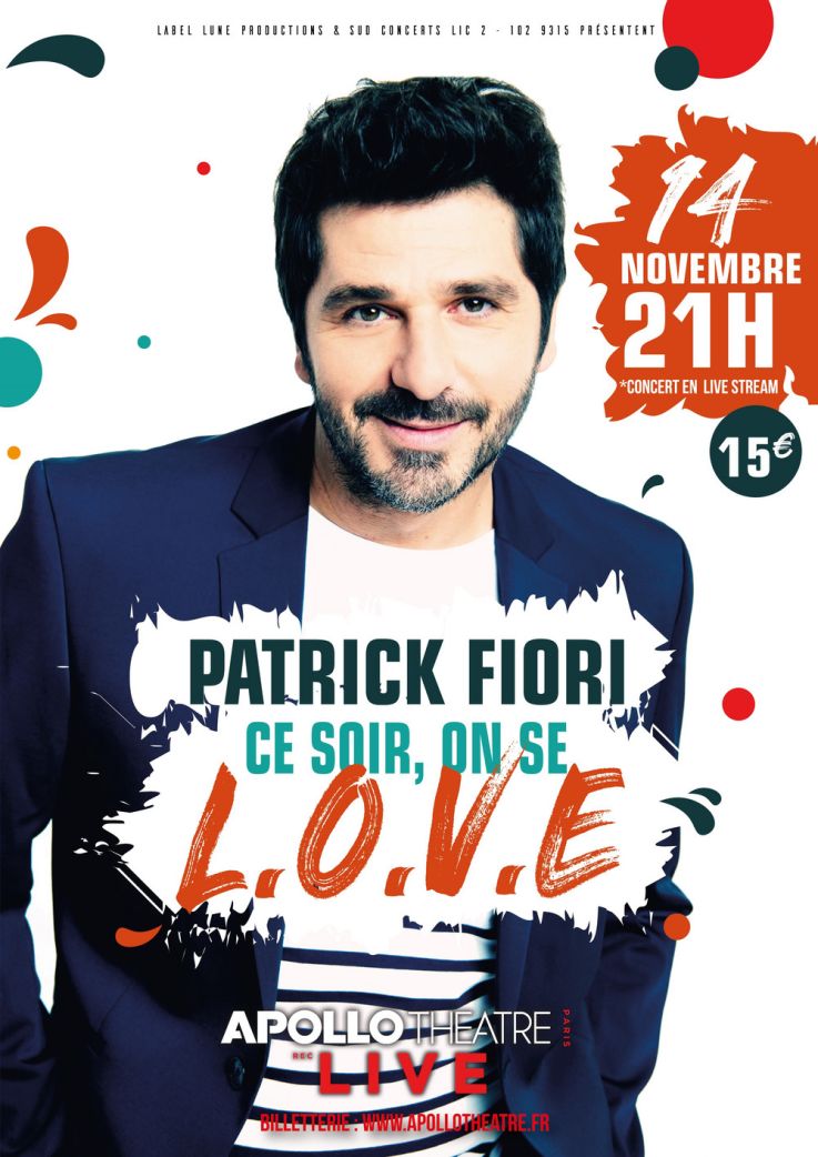 Patrick Fiori en concert en live streaming depuis l’Apollo Théâtre à Paris