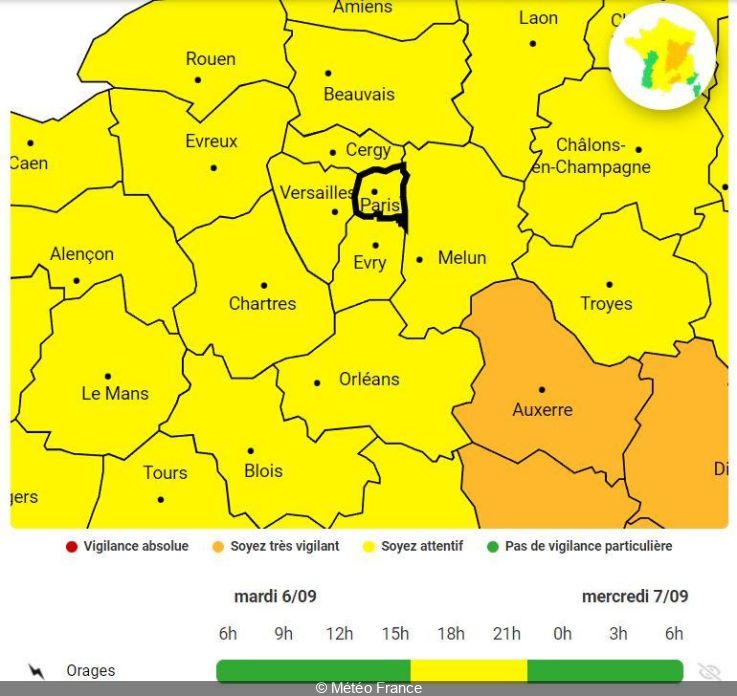 Weather: Paris and Île-de-France on yellow vigilance for thunderstorms this Tuesday