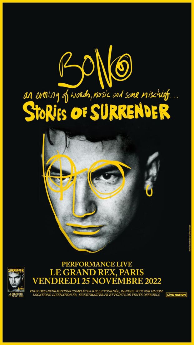 Bono au Grand Rex pour présenter ses mémoires "Surrender : 40 Songs, One Story"