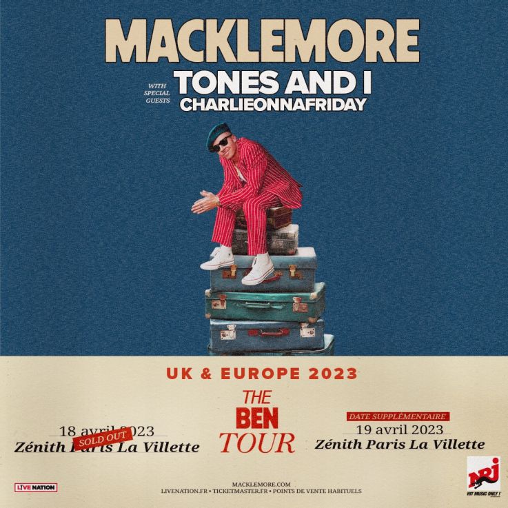 Macklemore en concert au Zénith de Paris en avril 2023, date supplémentaire