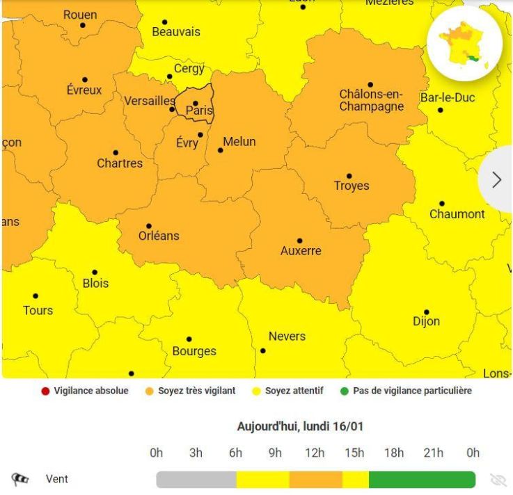 Tempête Gérard : l'Île-de-France et Paris en vigilance pour vent violent ce lundi
