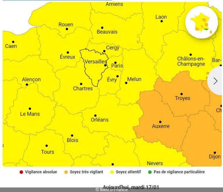 Inondation : 2 départements d'Île-de-France placés sous vigilance jaune ce mardi