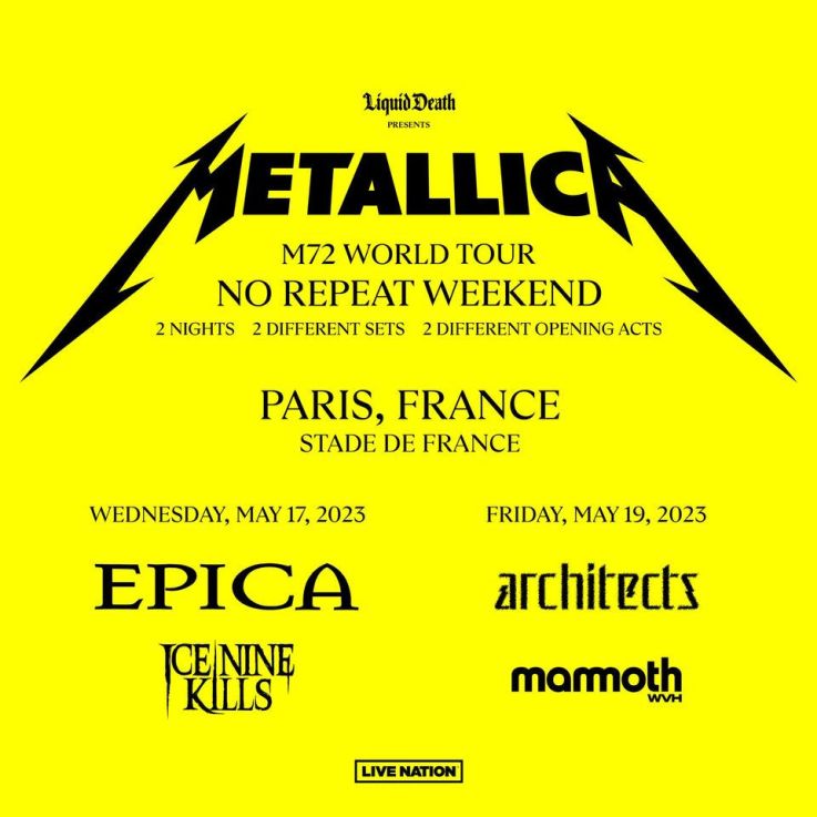 Metallica au Stade de France en 2023 : quelles sont les premières parties ?