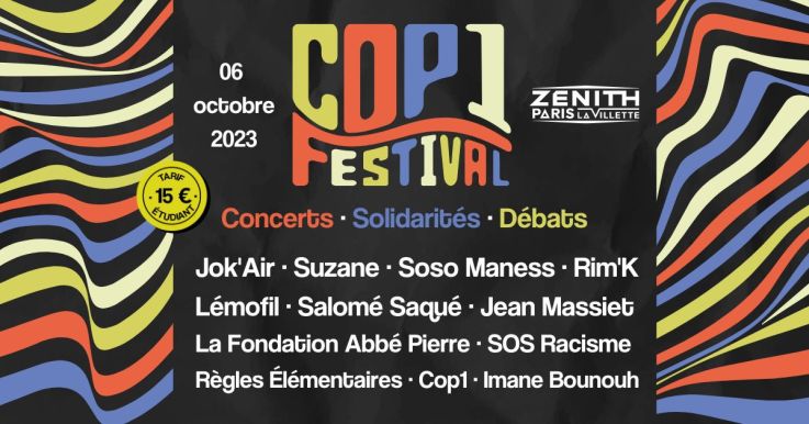 Festival Cop1 au Zénith de Paris en octobre 2023
