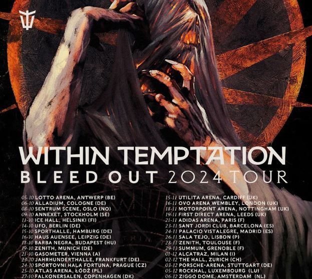 Within Temptation en concert à l’Adidas Arena à Paris en novembre 2024