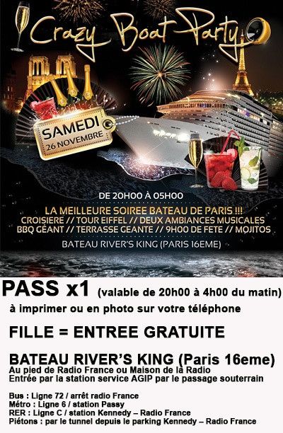 CRAZY BOAT PARTY CROISIERE TOUR EIFFEL