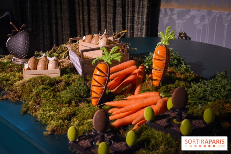 Oeuf de Pâques 2022 par Yann Brys à l'hôtel Sinner : une  audacieuse carotte en chocolat