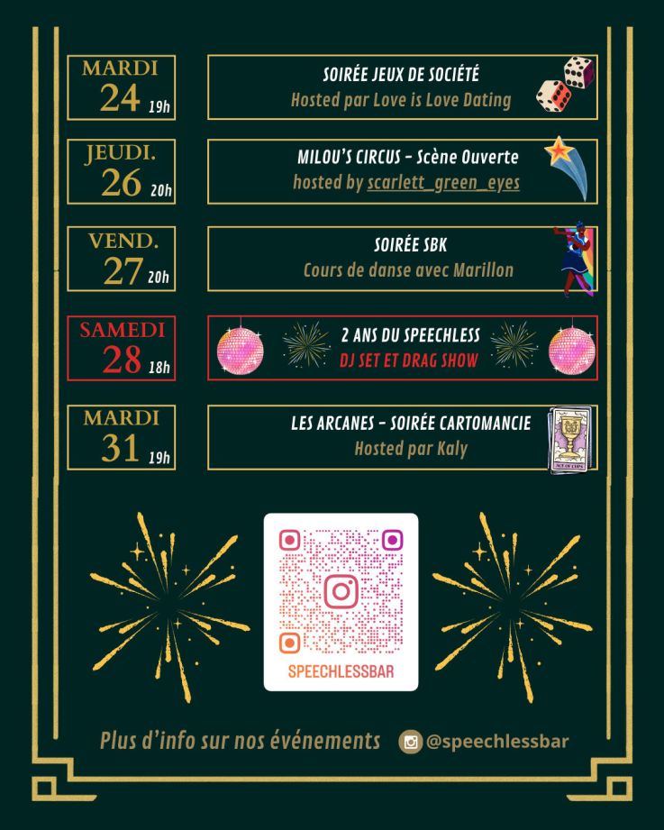 Speechless Bar : découvrez le programme du mois des soirées dans le bar queer et éthique du 11e