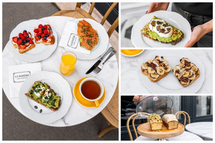 Brunch, toasts et pâtisseries maison chez La Bohème Café & Salon à Paris 7e.