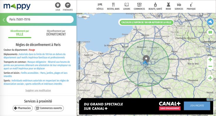 Déconfinement : comment calculer la zone de 100km à vol d'oiseau autorisés à partir de mon domicile