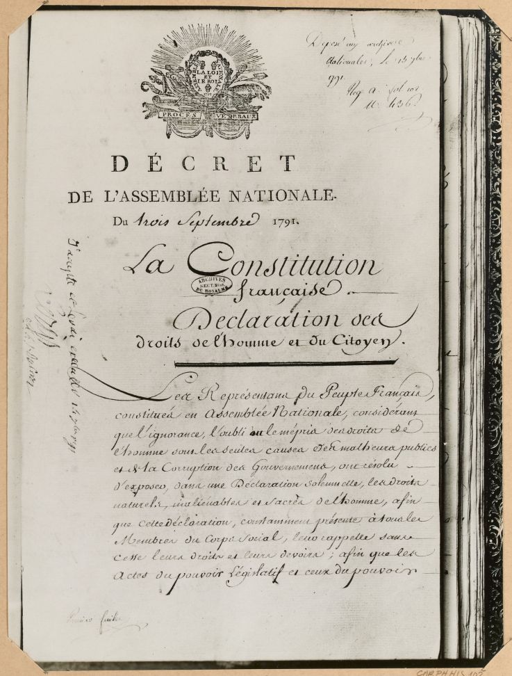 Éphéméride du 3 septembre à Paris : L'adoption de la première Constitution française à Paris