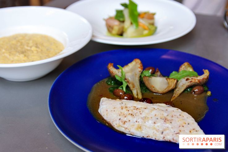 Cucina, Ducasse à la Maison de la Mutualité : bar rôti, polenta et légmumes