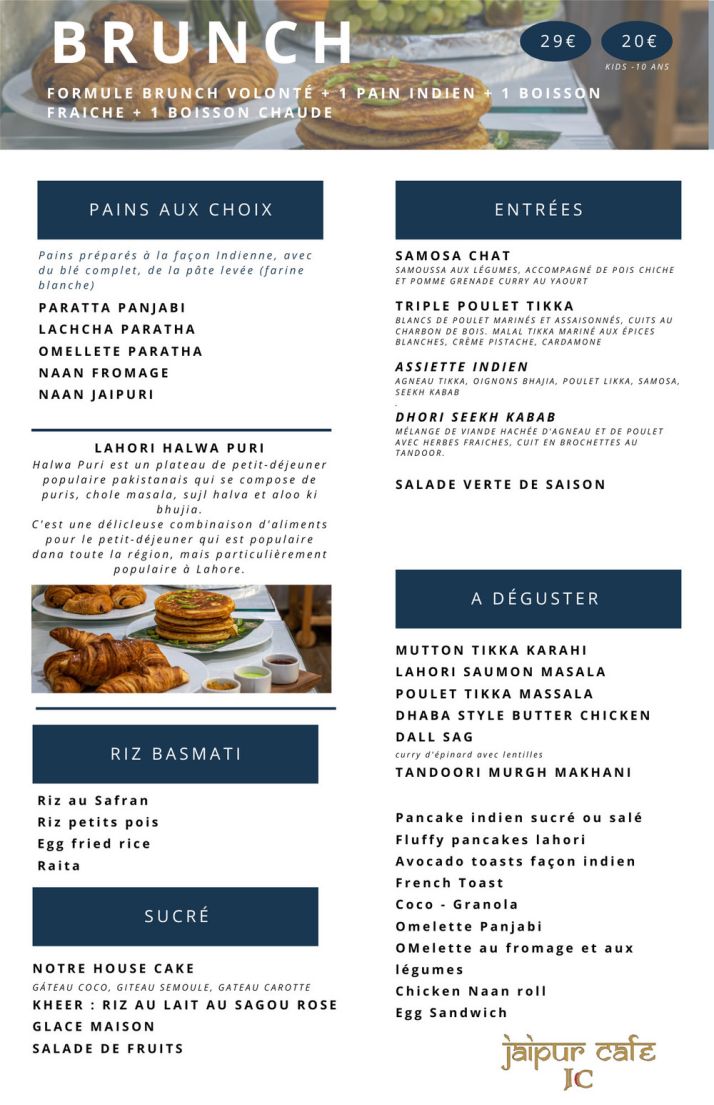 Un buffet à volonté et brunch à petit prix au Jaipur Café tous les jours