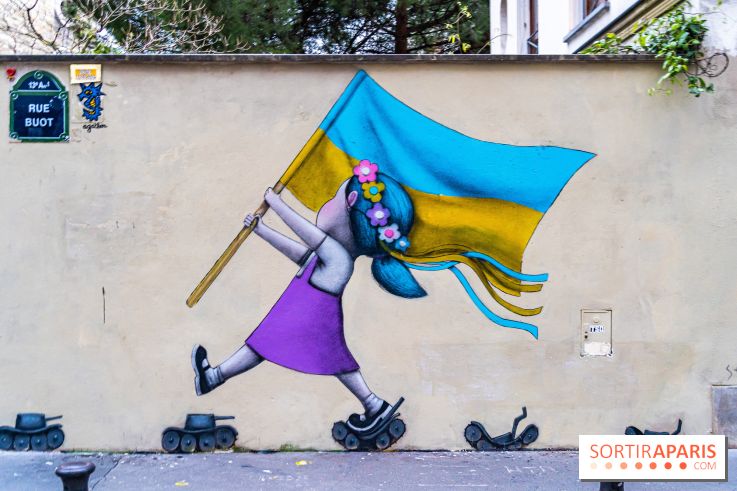 Le monde du street art se mobilise pour l'Ukraine à Paris, les photos