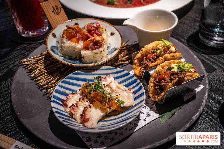 Akira Back - déjeuner en 45 mn - octopus crudo, hot mess - beef taco