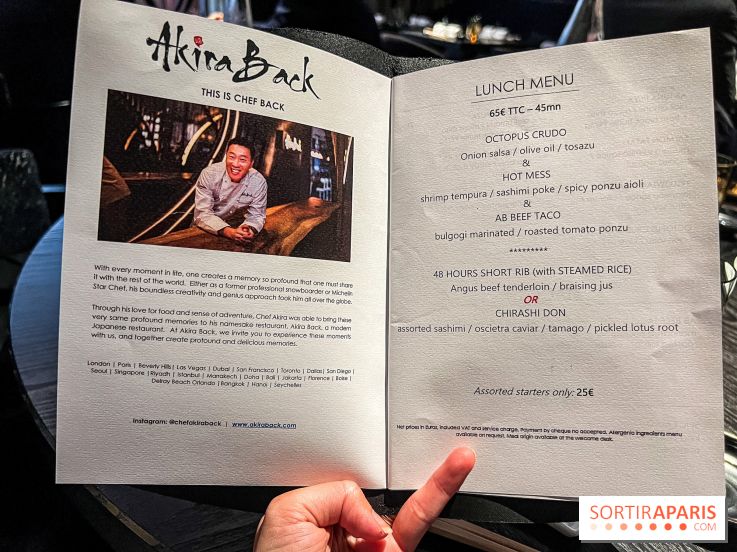 Akira Back - déjeuner en 45 mn - menu - carte