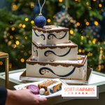 La bûche coffrets de Noël en trompe l'œil de Ladurée 2024 par Julien Alvarez et les créations de fête