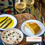 Tina restaurant - bar à Tapas Paris 6  -  Ajo blanco / fromage frais / noisettes - anchois - tortillas