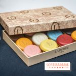 La bûche coffrets de Noël en trompe l'œil de Ladurée 2024 par Julien Alvarez et les créations de fête - macarons