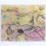 Lettres du quotidien : exposition de Malak et Mona Varichon  - Malak El Zanaty Varichon,  La baignade, mer jaune , 2017  De l'autre côté du ciel avec eux sous les étoiles  Cocotte, Treignac, 2021