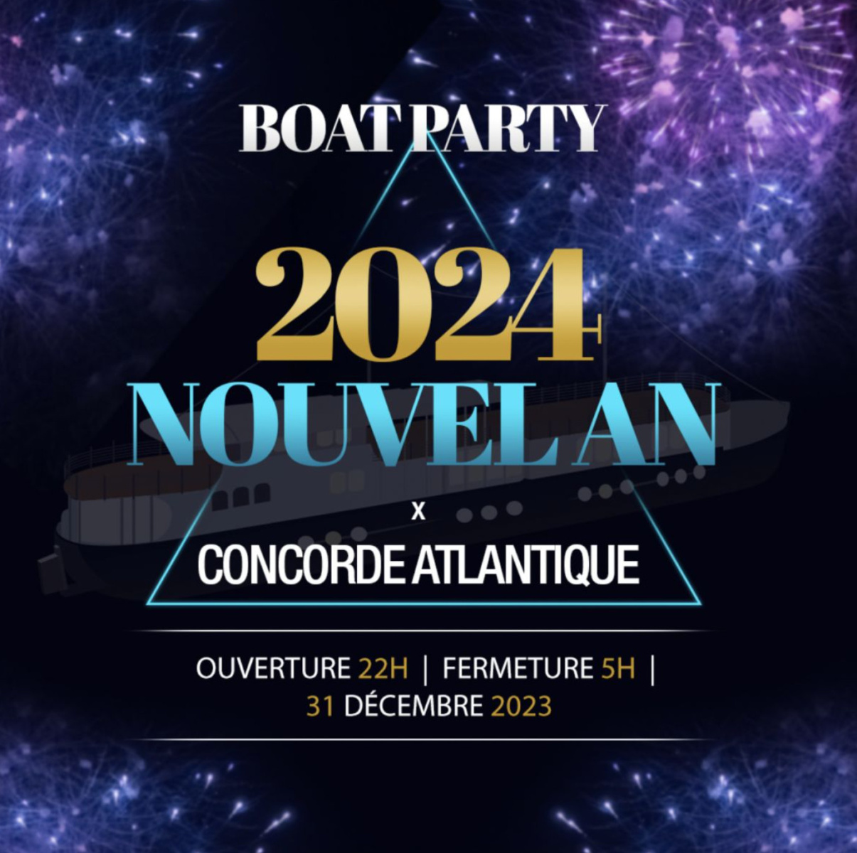 Réveillon 2024 à Paris : Paris Boat Party au Concorde Atlantique